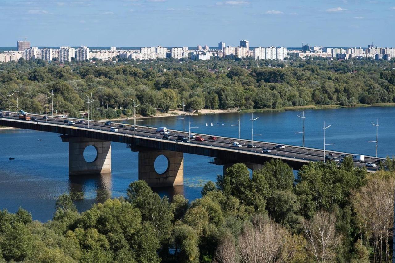 Exquisite panoramic views apartment Dnipro embankment Kiev Exterior foto